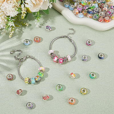 120Pcs Resin European Beads RPDL-SP0001-03-1