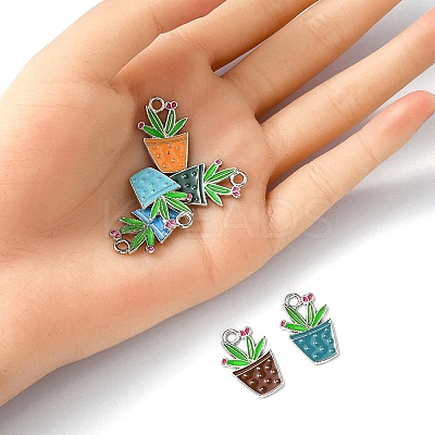 6Pcs 6 Colors Alloy Enamel Pendants ENAM-YW0002-53-1