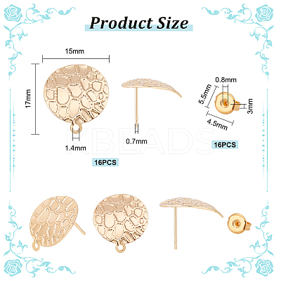 16Pcs Brass Stud Earrings Findings STAS-UN0044-12-1