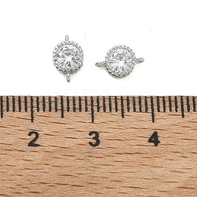 SHEGRACE Brass Pave Clear Cubic Zirconia Flat Round Connector Charms XGRQ3D002-500P-1
