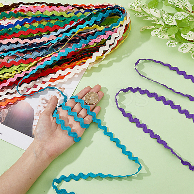 30 Yards 15 Colors Polyester Wavy Fringe Trim Ribbon OCOR-DC0001-08-1