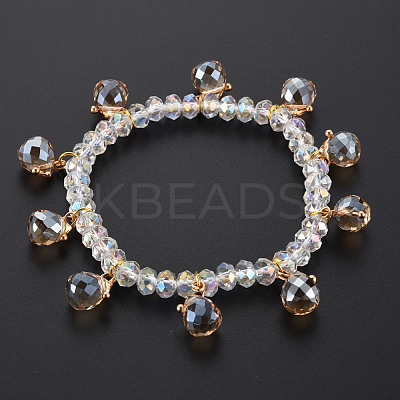 Faceted Glass Beads Stretch Bracelets BJEW-Q997-004-RS-1