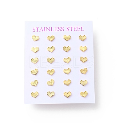 304 Stainless Steel Tiny Heart Stud Earrings with 316 Stainless Steel Pins for Women EJEW-J043-05G-1