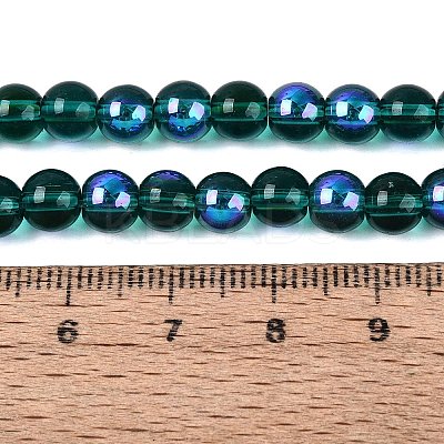 Transparent Electroplate Glass Beads Strands EGLA-Q132-6MM-01A-19-1