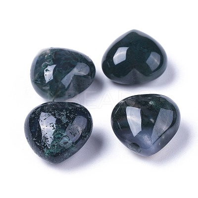 Natural Moss Agate Heart Love Stone G-F659-B30-1