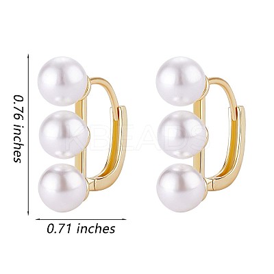 Triple Shell Pearl Beaded Hoop Earrings JE1001A-1