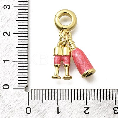 Brass Enamel Goblets & Wine Bottle European Dangle Charms Large Hole Pendants KK-Z093-08G-01-1