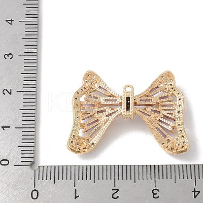 Brass Micro Pave Cubic Zirconia Pendants with Glass KK-U052-27G-02-1