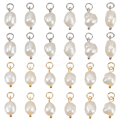 40Pcs 2 Colors Grade B Natural Cultured Freshwater Pearl Charms FIND-BBC0002-58-1