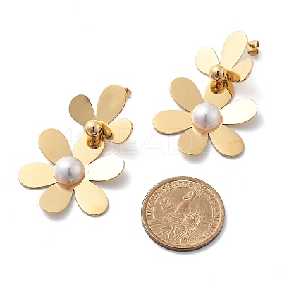 304 Stainless Steel Flower Stud Earrings for Women STAS-Z112-22G-1