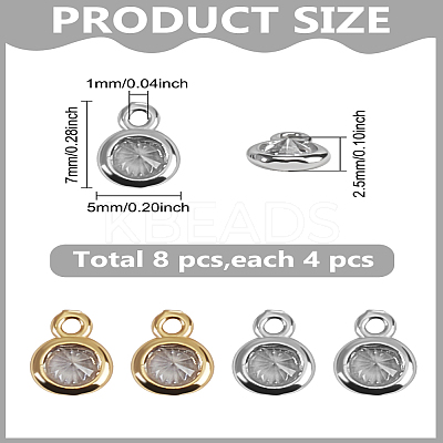 8Pcs 2 Colors Brass Pave Cubic Zirconia Pendants ZIRC-LP0001-45-1
