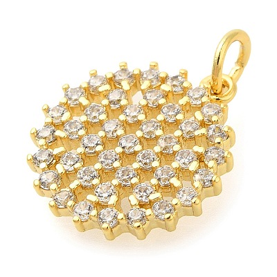 Rack Plating Brass Micro Pave Cubic Zirconia Pendants KK-S396-29G-1