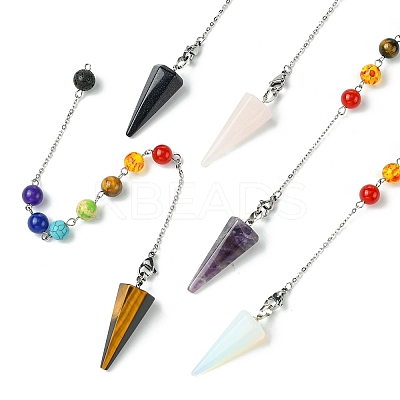 Natural & Synthetic Gemstone & Resin Dowsing Pendulum Big Pendants PALLOY-GO00022-1