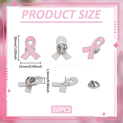 30Pcs AIDS/Breast Cancer Awareness Ribbon Enamel Pins JEWB-UN0001-07-1