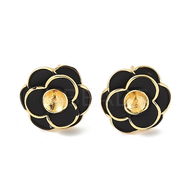 Flower Brass & Sterling Silver Pin Stud Earrings LS-KK-M326-22G-1