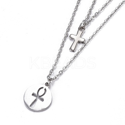 Non-Tarnish 304 Stainless Steel Tiered Necklaces X-NJEW-JN02350-02-1