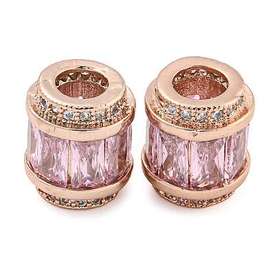 Rack Plating Brass Micro Pave Cubic Zirconia European Beads LS-KK-F089-31RG-02-1
