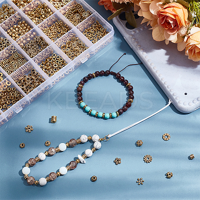 1200Pcs 24 Styles Tibetan Style Alloy Beads Sets TIBEB-PH0005-10-1