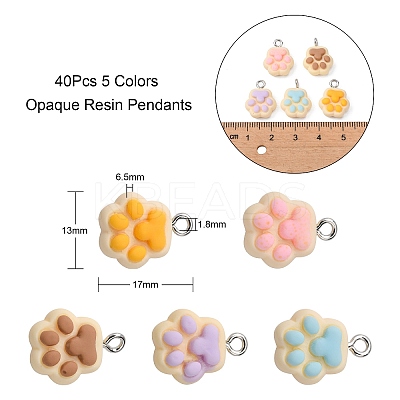 40Pcs 5 Colors Opaque Resin Pendants RESI-CJ0002-31-1