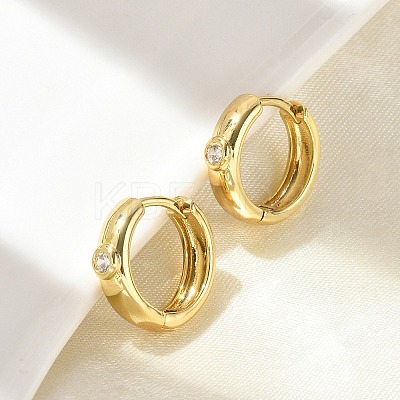 Flat Round Brass Micro Pave Clear Cubic Zirconia Hoop Earrings EJEW-D311-100G-1