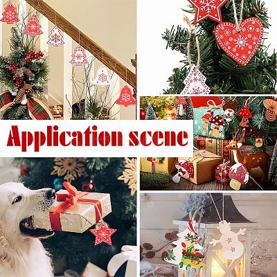 80Pcs 8 Styles Christmas Theme Wood Pendants WOOD-SC0001-81-1