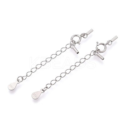 925 Sterling Silver Curb Chain Extenders STER-T008-60S-1