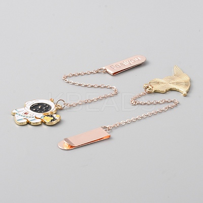 Space Theme Alloy Enamel Astronaut Pendant Bookmarks AJEW-WH0314-111-1