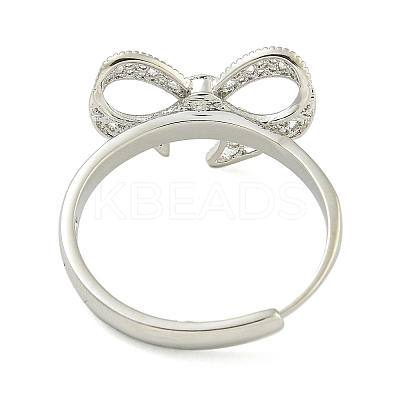Bowknot Brass Adjustable Rings for Women RJEW-M016-09P-1