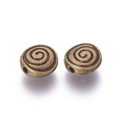 Tibetan Style Alloy Flat Round Carved Vortex Beads X-TIBEB-5437-AB-FF-1