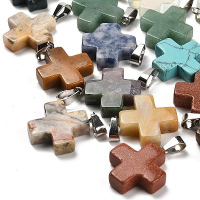 Natural & Synthetic Mixed Gemstone Pendants G-Z067-06P-01-1
