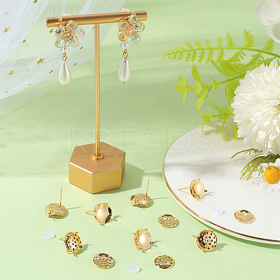 Brass Studs Earring Findings KK-BBC0019-01G-01-1