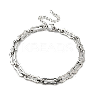 304 Stainless Steel Rectangle Link Chains Bracelets for Men & Women BJEW-D042-44P-1