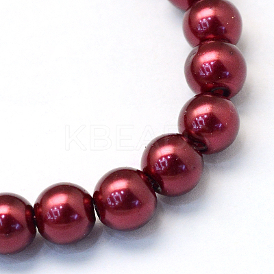 Baking Paint Pearlized Glass Pearl Round Bead Strands HY-Q330-8mm-39-1