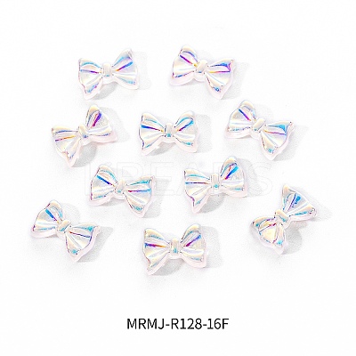 Electroplated Bowknot Resin Cabochons MRMJ-R128-16F-1