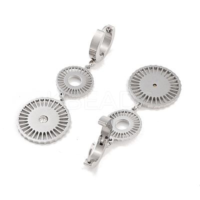 Flat Round 304 Stainless Steel Dangle Earrings EJEW-L283-059P-1