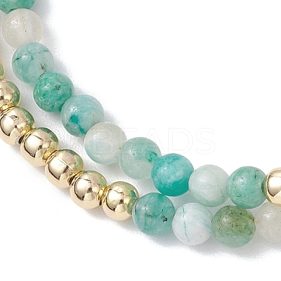 Natural Rhodonite Round Beadeds Double-layered Bracelets for Women BJEW-JB12095-03-1