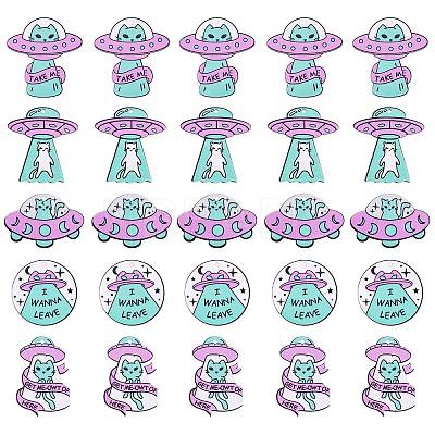 25 Pieces Alien Charms Pendant Resin Alien Cat Charm UFO Charms Mixed Shape for Jewelry Necklace Earring Making Crafts JX393A-1