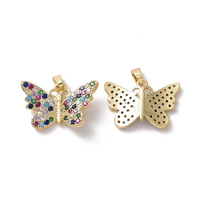 Brass Micro Pave Colorful Cubic Zirconia Pendants KK-E068-VC406-1
