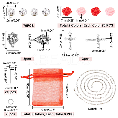 DIY Catholic Rosary Necklace Making Kit DIY-PH0008-91-1