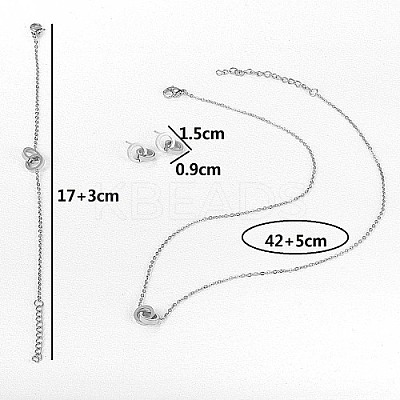 Stainless Steel Double Interlocking Ring Jewelry Set JG9167-1-1