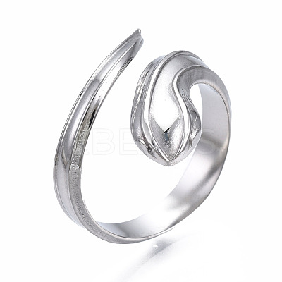 Non-Tarnish 304 Stainless Steel Snake Wrap Open Cuff Ring for Women RJEW-T023-78P-1