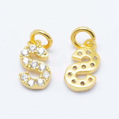 Brass Micro Pave Grade AAA Cubic Zirconia Charms ZIRC-P067-11G-S-NR-1