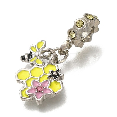 Rack Plating Alloy Rhinestone European Dangle Charms PALLOY-P307-03P-1