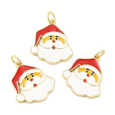 Christmas Rack Plating Brass Enamel Pendants KK-D037-03C-G-1