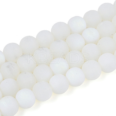 Frosted Imitation Jade Glass Beads Strands GLAA-T032-J8mm-MBB02-1