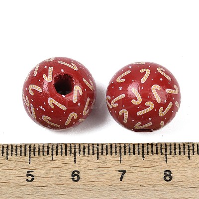 Christmas Printed Schima Wood European Beads WOOD-I015-01L-1