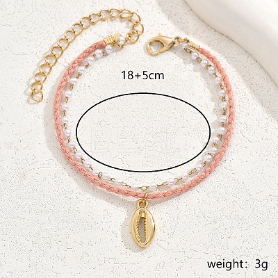 Iron Multi-layer Rope Anklets with Heart Charms for Women FX0912-2-1