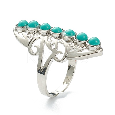 Adjustable Natural & Synthetic Gemstone Finger Rings RJEW-E166-06P-1