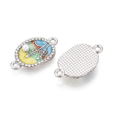 Alloy Crystal Rhinestone and ABS Imitation Pearl Connector Charms PALLOY-T092-07P-1
