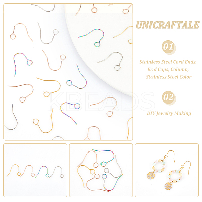 56Pcs 4 Colors 304 Stainless Steel Earring Hooks STAS-UN0054-21-1